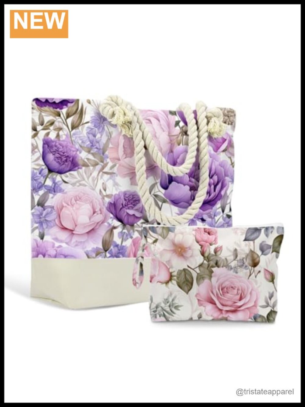 2-Piece Waterproof Canvas Tote Bag Set with Wet Bag